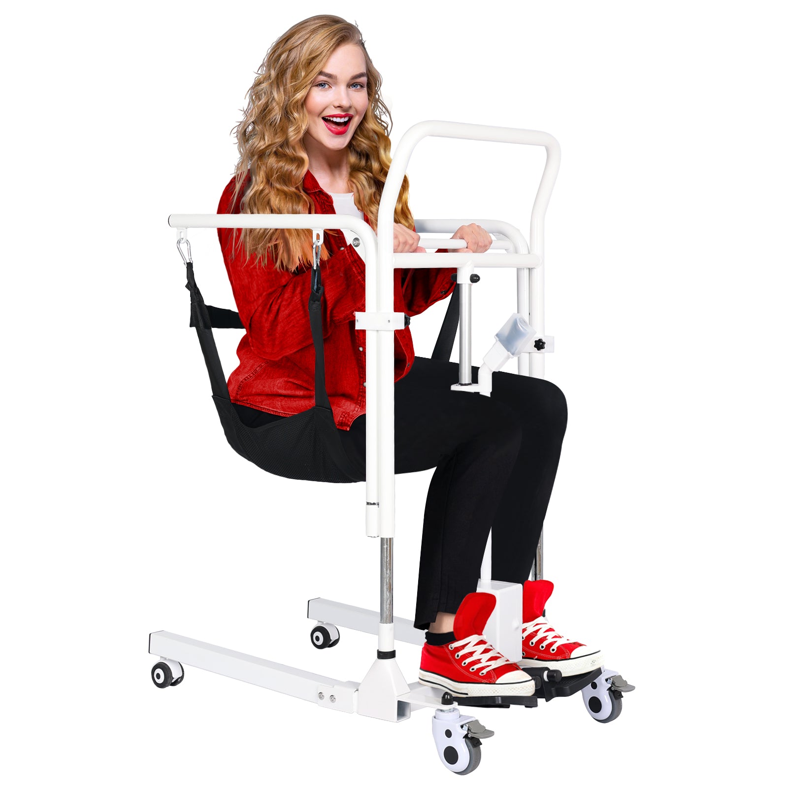 Electric Patient Lift, Portable Transfer Chair with High-Capacity Rechargeable Battey, 330 Weight Capacity, Commode Sling - Achairgo