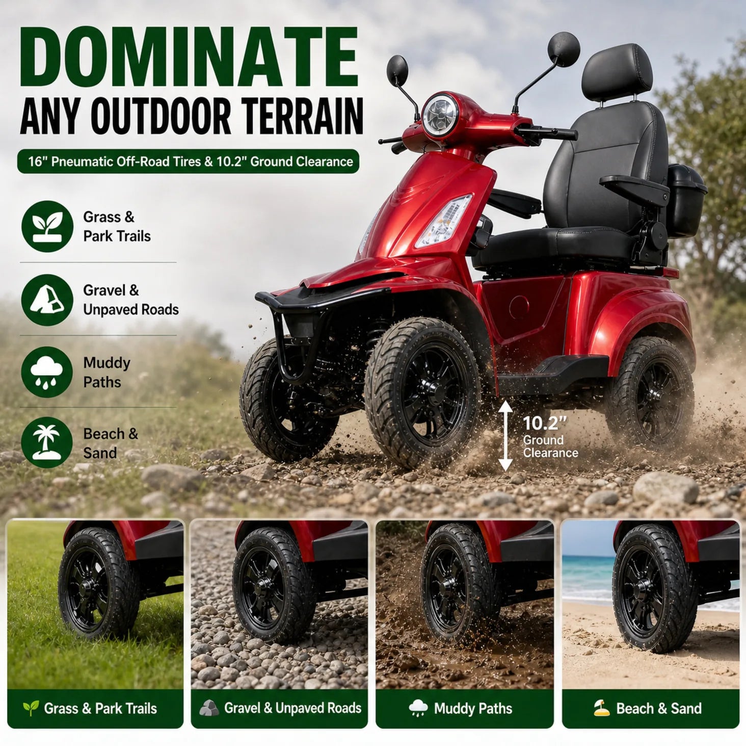 Heavy Duty Mobility Scooter for Seniors & Adults
