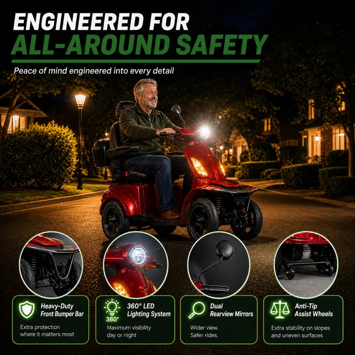 Heavy Duty Mobility Scooter for Seniors & Adults