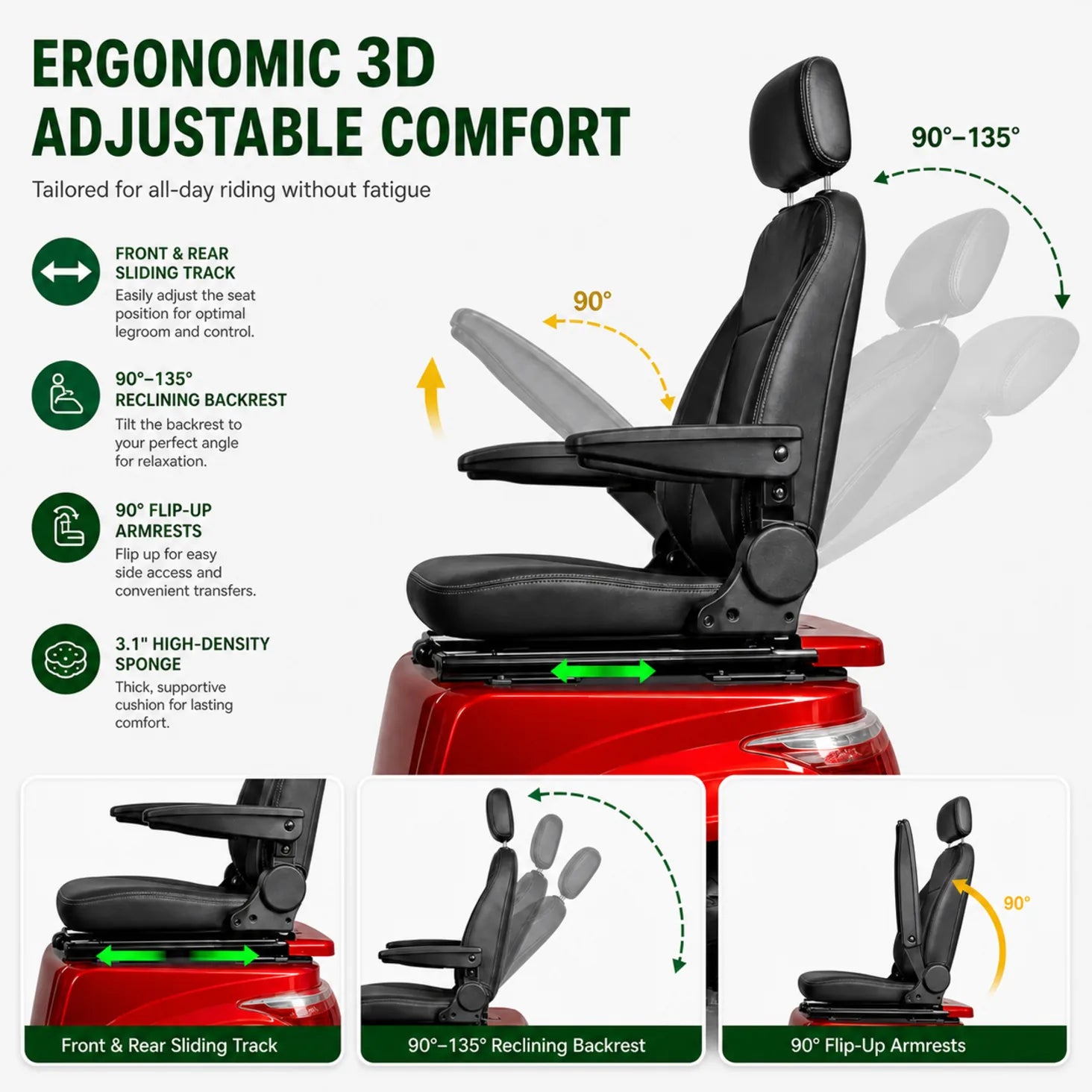 Heavy Duty Mobility Scooter for Seniors & Adults