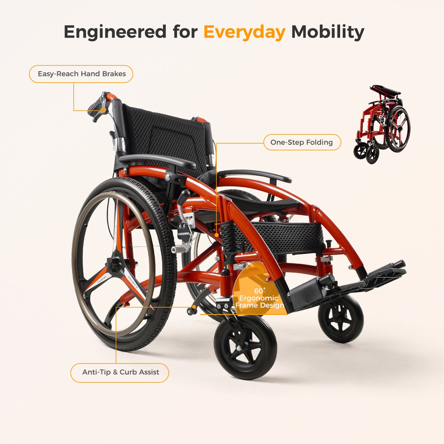 Lightweight Wheelchair for Adults, Portable