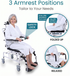 Reclining Shower Chair with Wheels  - Commode Wheelchair for Seniors, Disabled & Handicap - Padded Transfer Rolling Chairs w/Arms - Portable, Waterproof Shower Chair - Reclines for Easy Hair Wash