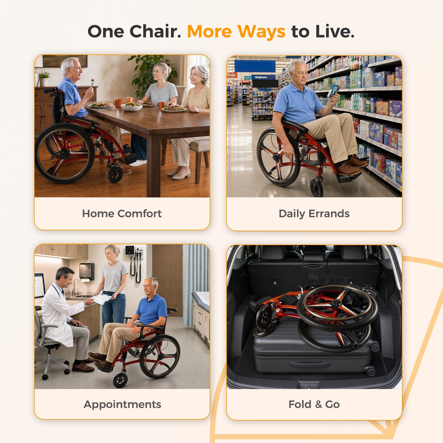 Lightweight Wheelchair for Adults, Portable