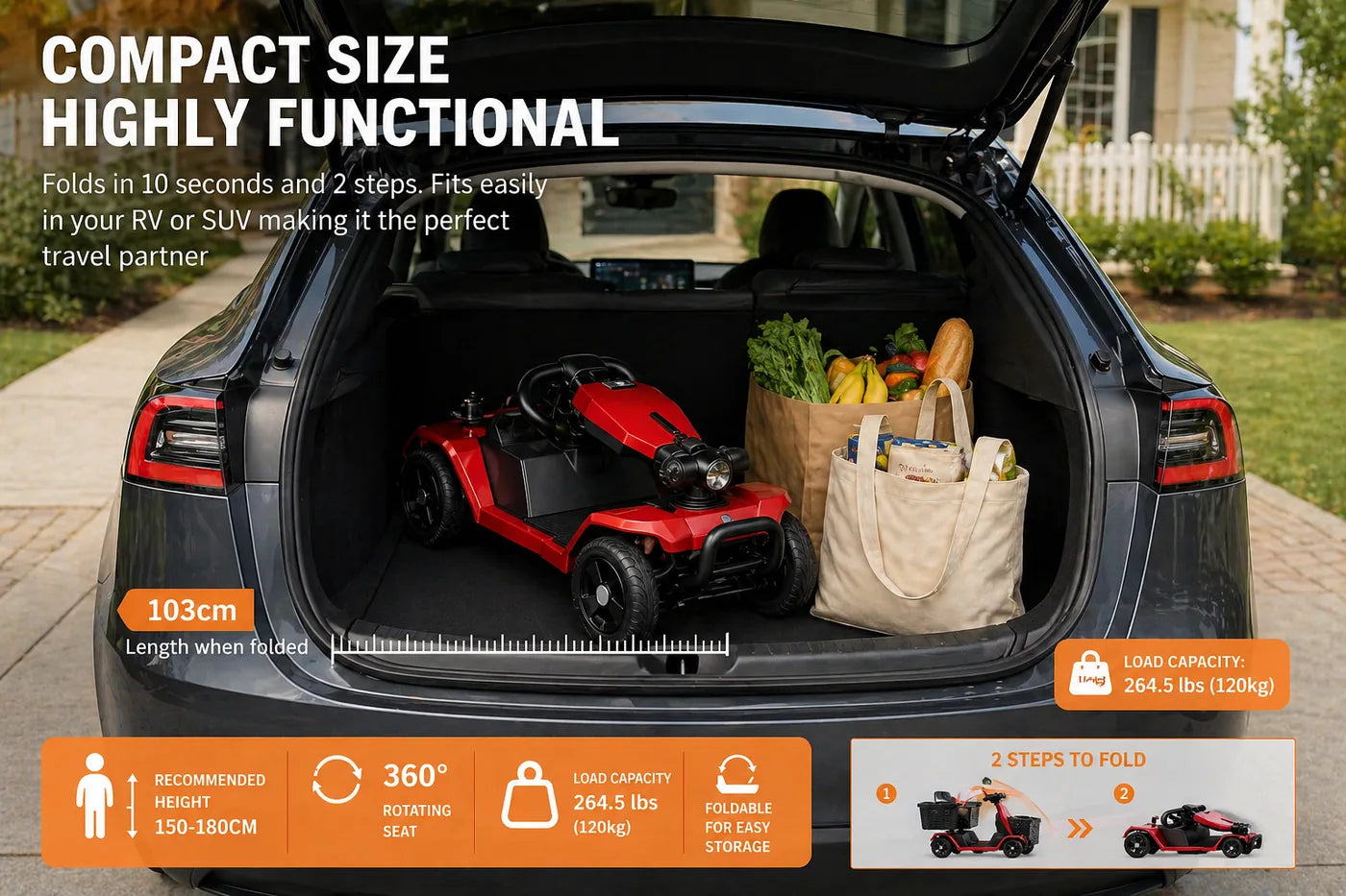 4 Wheel Mobility Scooter - Electric Powered with Seat for Seniors