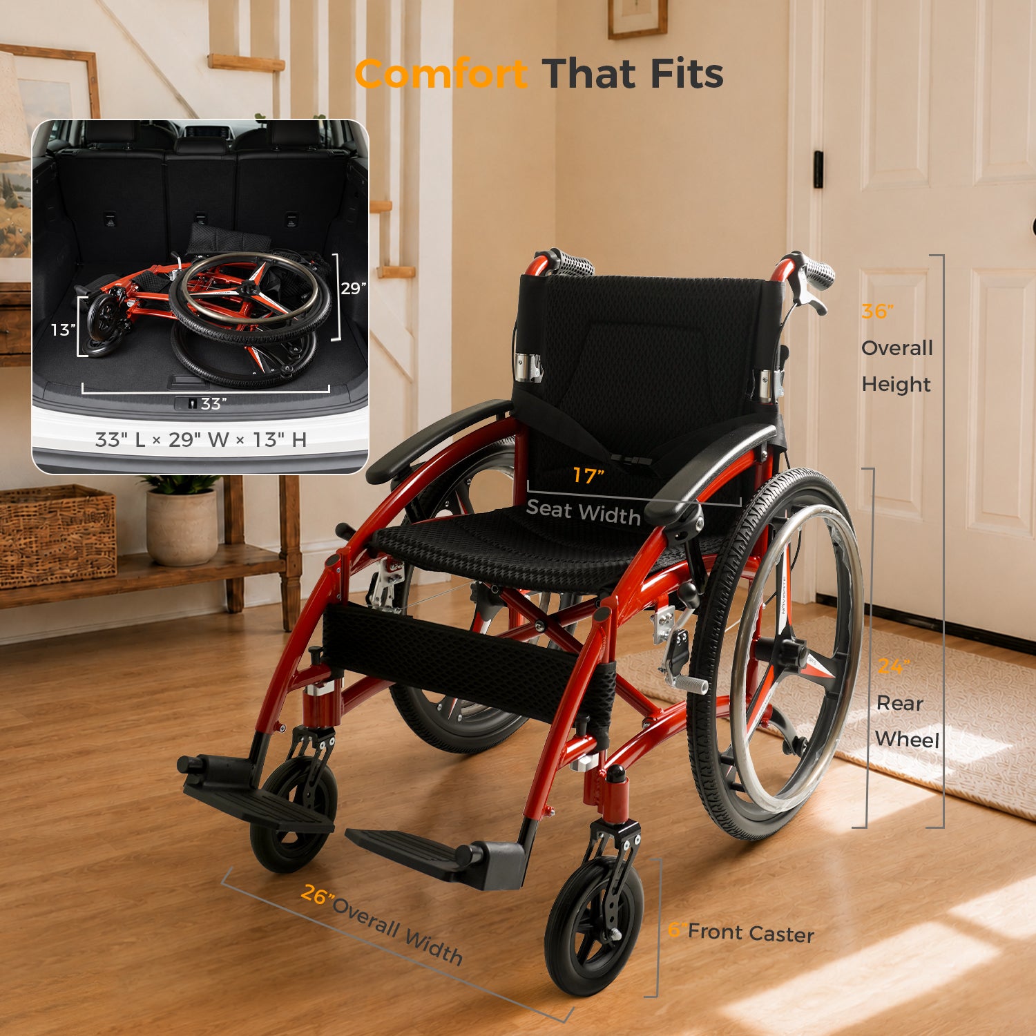 Lightweight Wheelchair for Adults, Portable