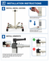 Installation instructions for swivel casters and armrests on a piece of equipment.