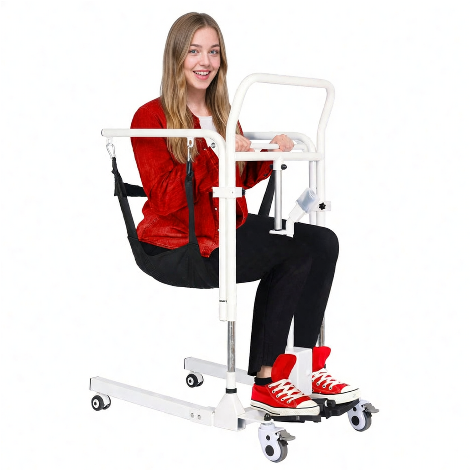 Electric Patient Lift, Portable Transfer Chair with High-Capacity Rechargeable Battey, 330 Weight Capacity, Commode Sling