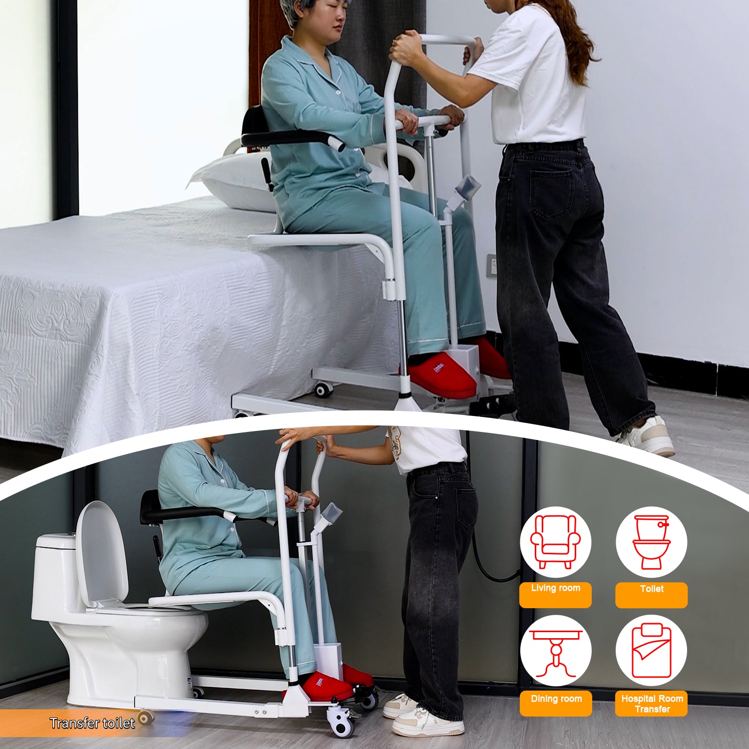 Patient Transfer Lifter - Electric Assist Patient Transport Unit for Home Use and Facilities - Powered Battery, 330 Pound Weight Capacity