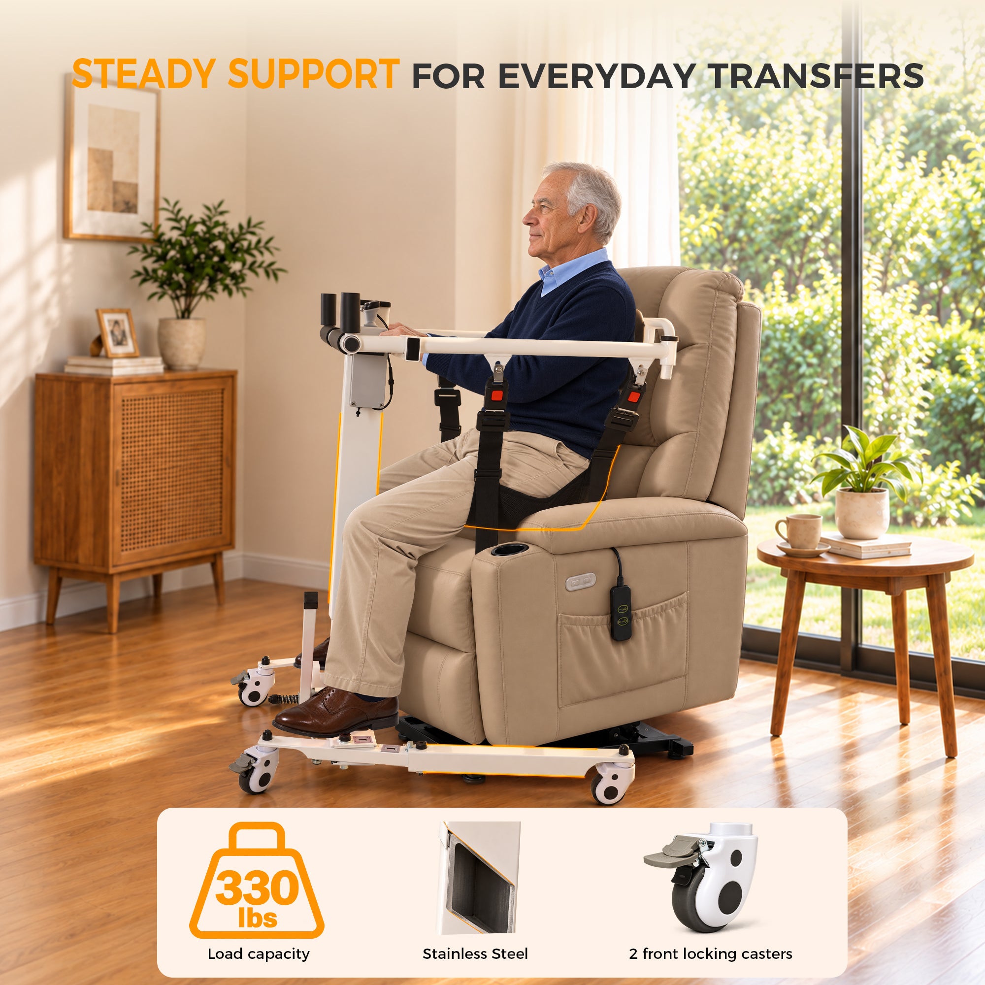 Electric Patient Lift Transfer Chair, Transport Device for Elderly Home Use, Disability Aid Product for Adults, Caregiver Supplies