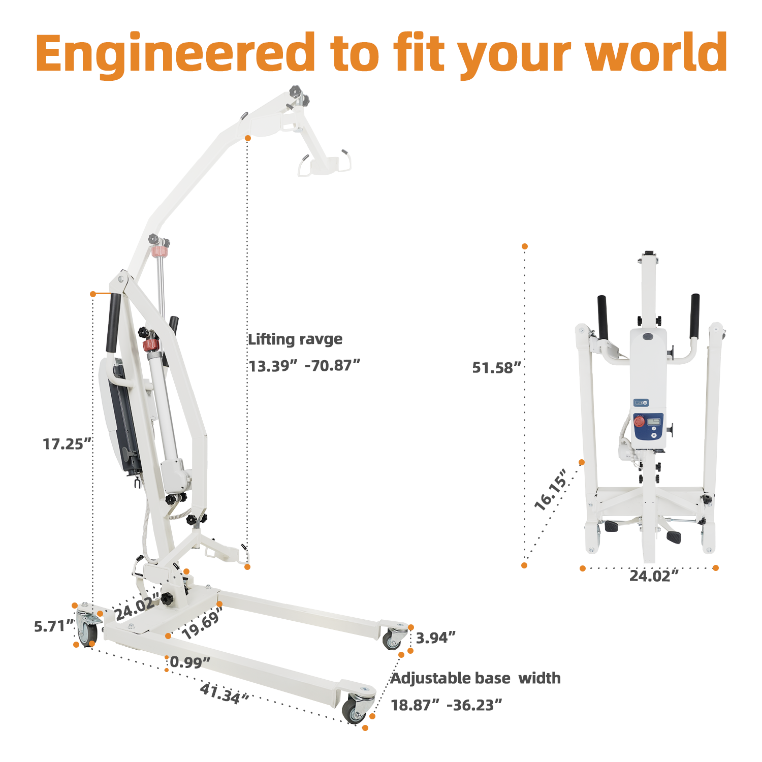 Portable Patient Lift - Compact Folding Full Body Powered Transfer Lifter for Home