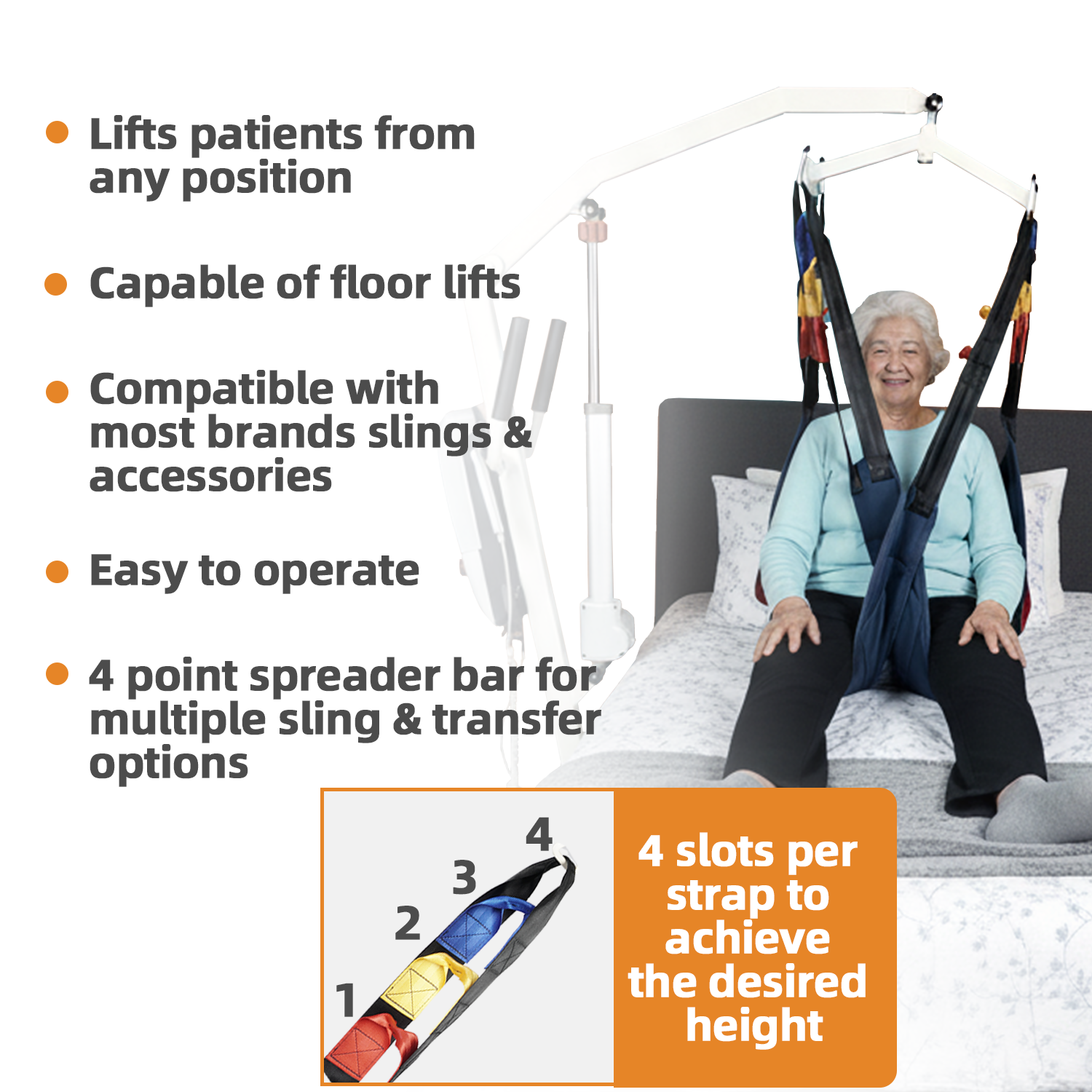 Portable Patient Lift - Compact Folding Full Body Powered Transfer Lifter for Home