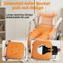 4-in-1 Rolling Shower Chair & Commode with Wheels, Folding Aluminum Toilet Chair for Elderly, Handbrakes & Padded Seat