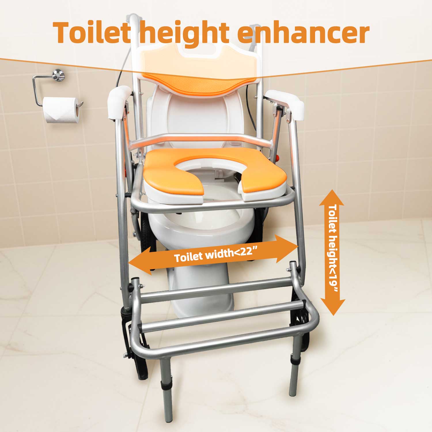 4-in-1 Rolling Shower Chair & Commode with Wheels, Folding Aluminum Toilet Chair for Elderly, Handbrakes & Padded Seat