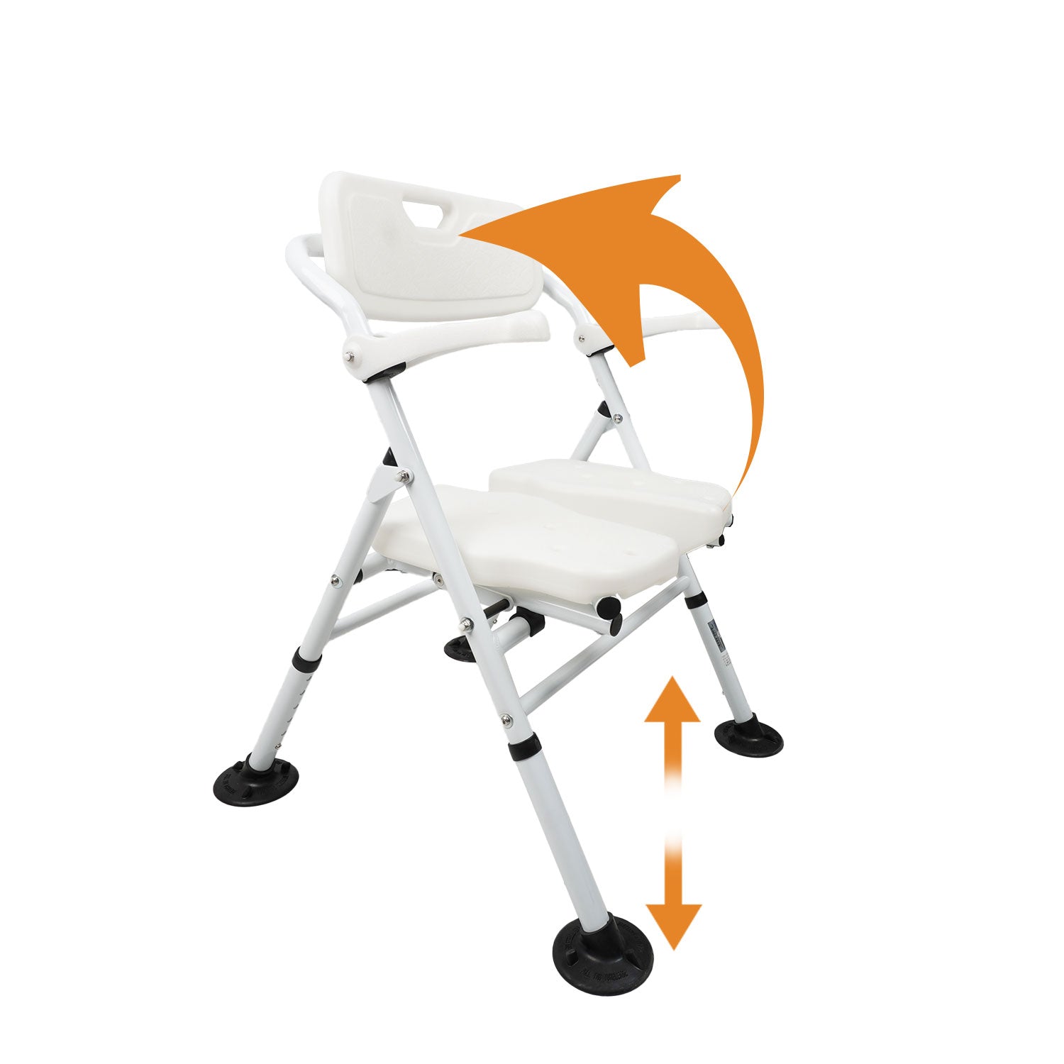 Shower Chair For Elderly And Disabled - Folding Seat With Arms And Back - Foldable Bathroom Chairs For Sitting, Inside Shower - Portable For Travel - Fold Down, Collapsible, Compact & Comfortable