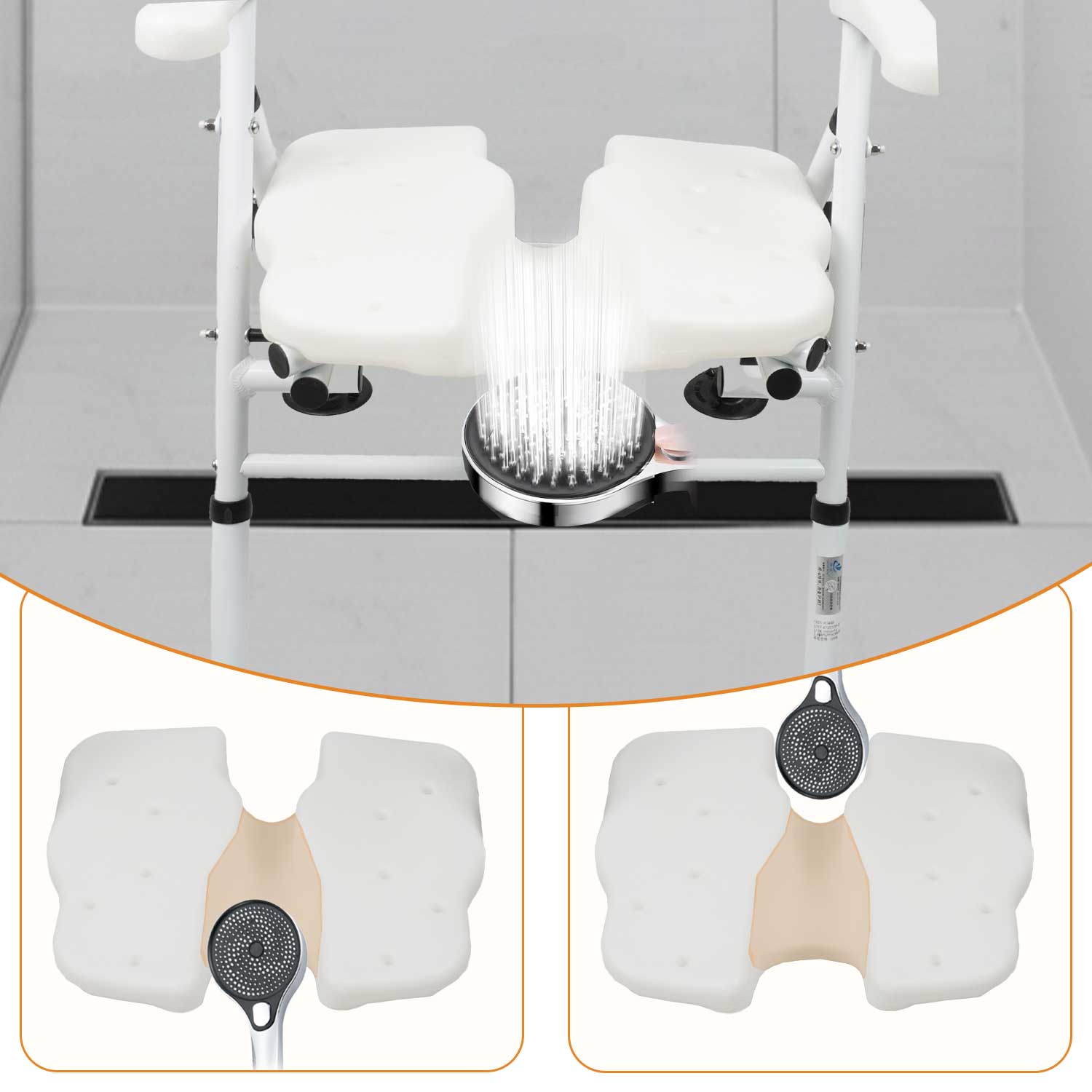 Shower Chair For Elderly And Disabled - Folding Seat With Arms And Back - Foldable Bathroom Chairs For Sitting, Inside Shower - Portable For Travel - Fold Down, Collapsible, Compact & Comfortable