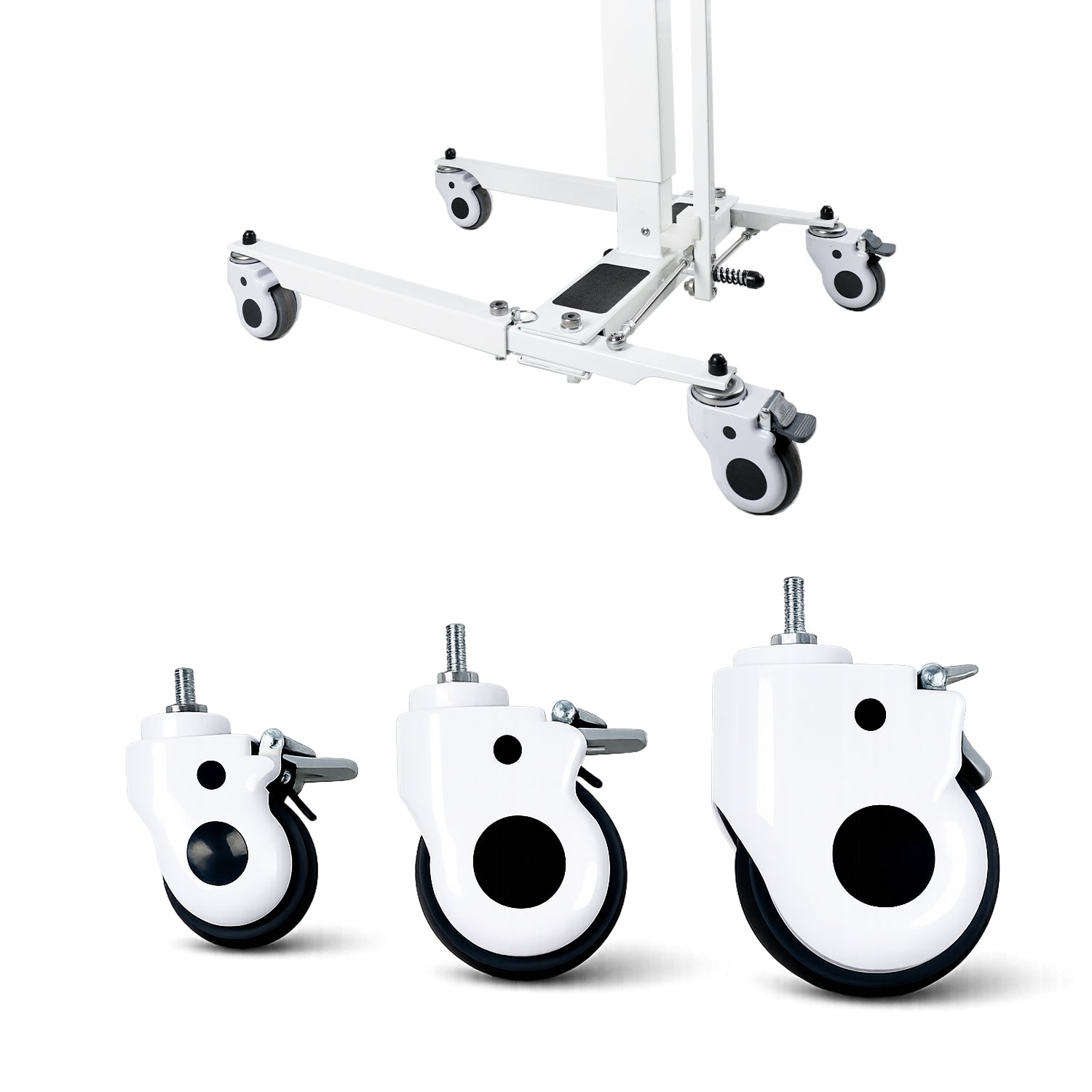 Silent Medical Caster Wheels | 3" & 4" with Total-Lock Brake