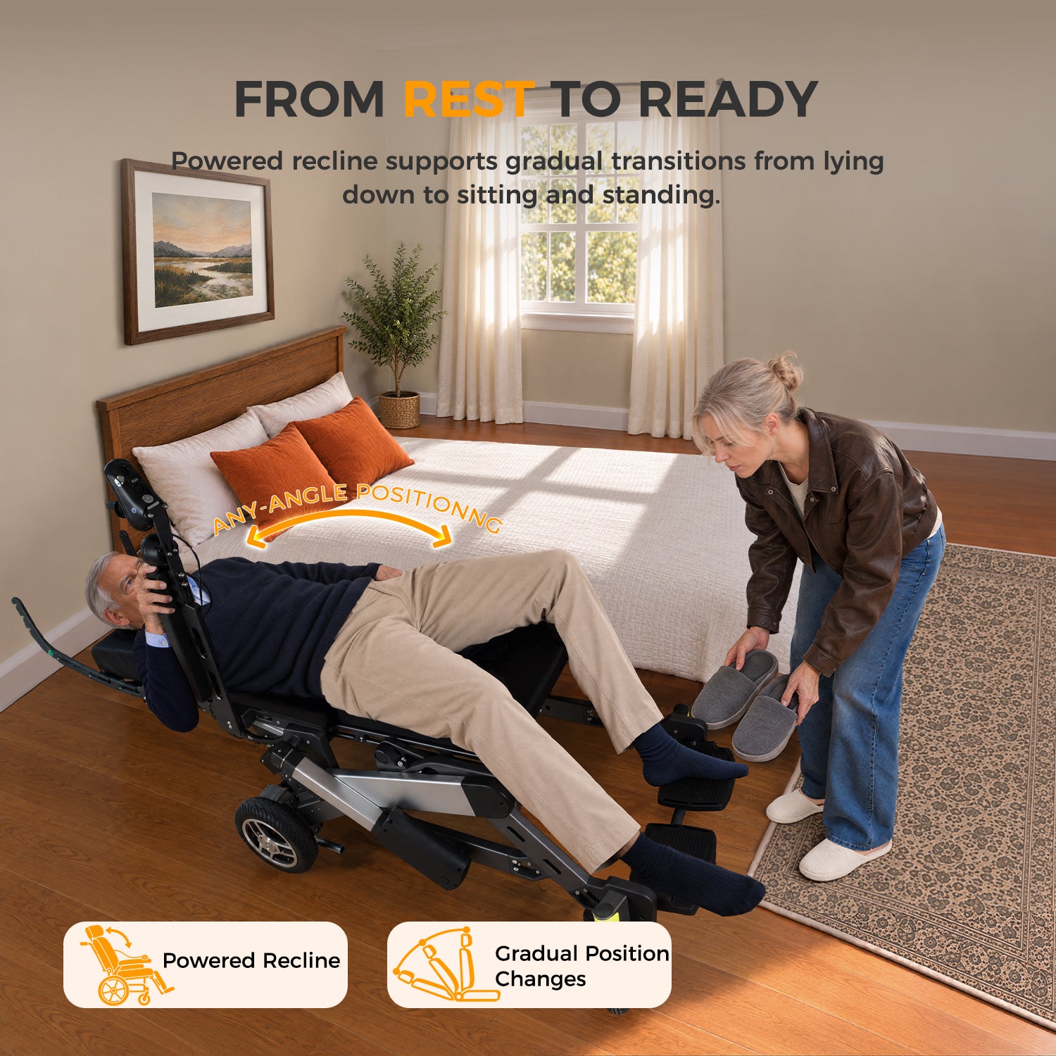 Walker Wheelchair, Sit-to-Stand Mobility Device, Standing Electric Wheelchair, Walking for Rehabilitation Trainer, Power Stand Upright