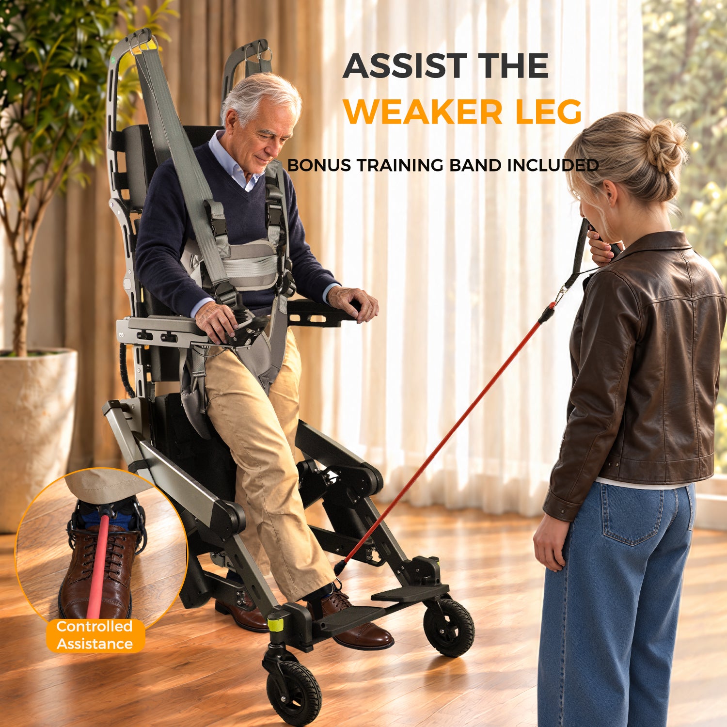 Walker Wheelchair, Sit-to-Stand Mobility Device, Standing Electric Wheelchair, Walking for Rehabilitation Trainer, Power Stand Upright