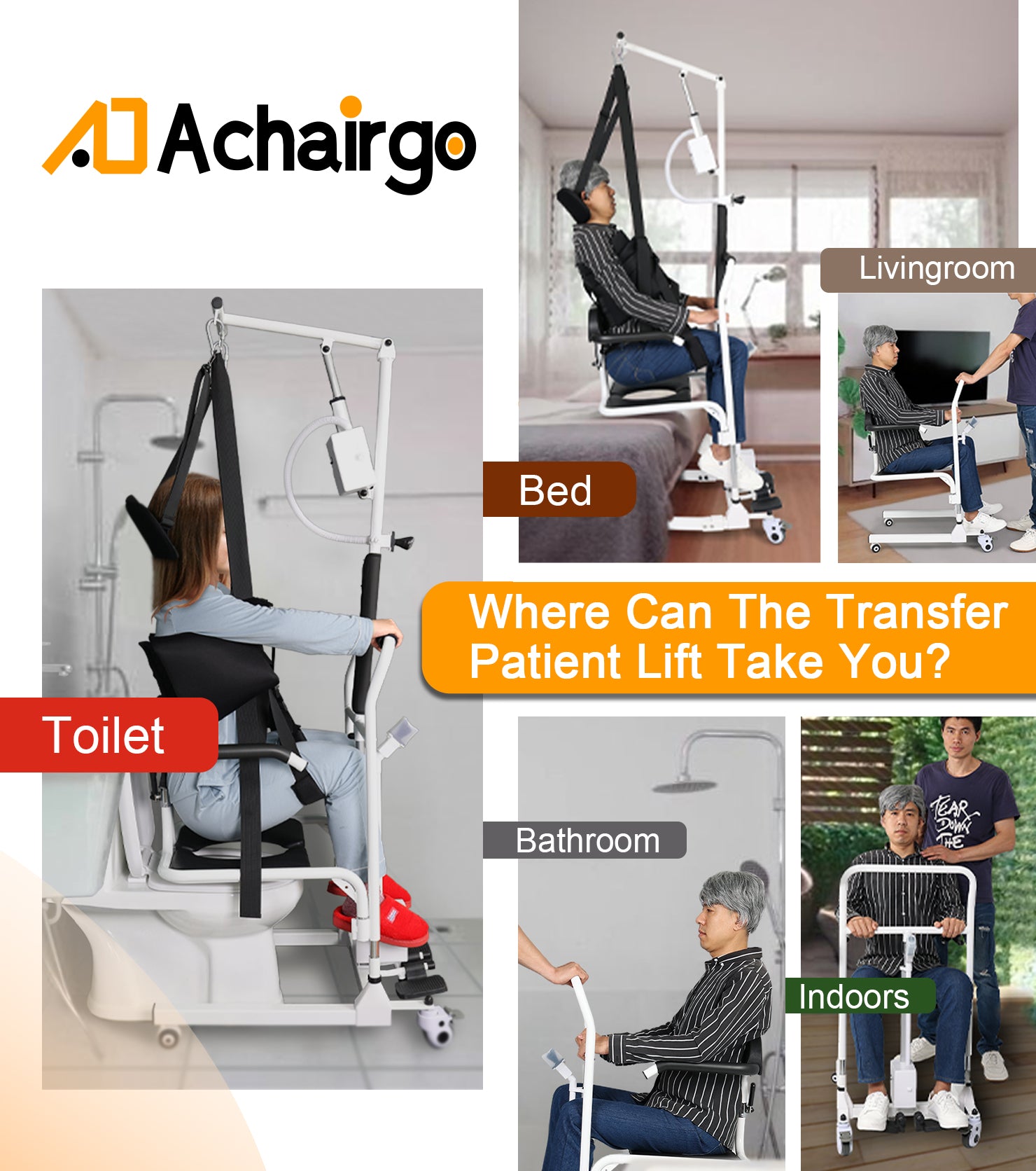 Patient Lift Transfer Chair with Sling for Elderly - Transfer Device for Home Care Use