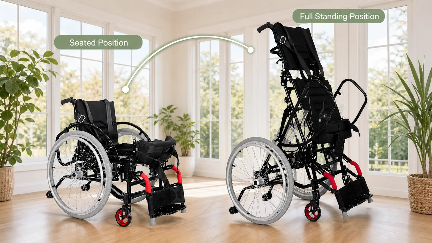 Manual Standing Wheelchair Transforming Mobility Multi-functional Handicapped Walker